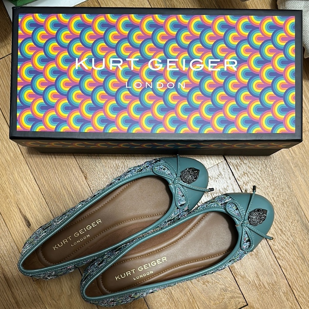 Kurt Geiger Women's Teal Ballet Flats